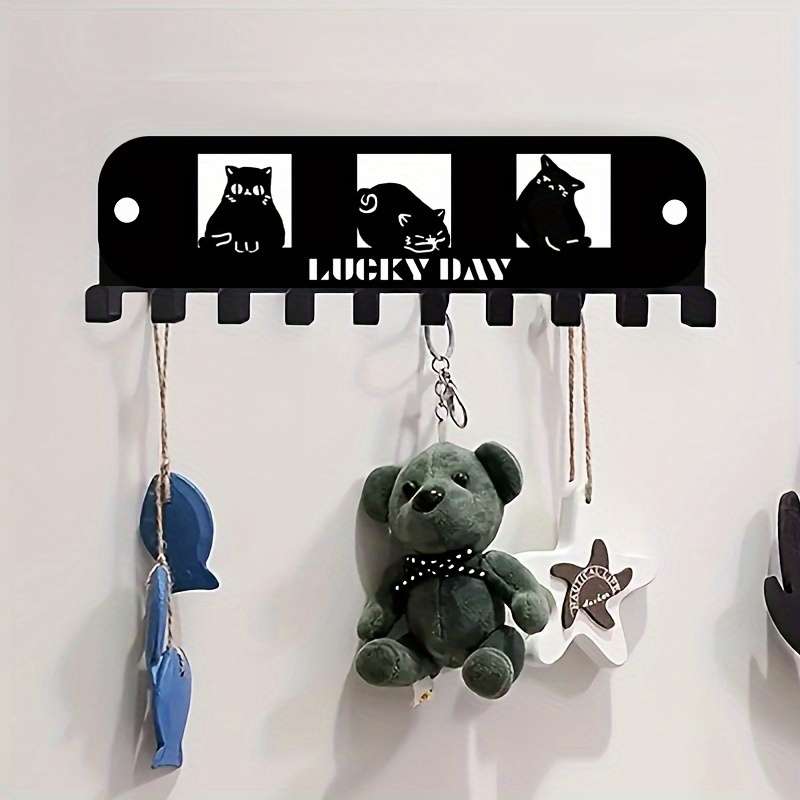 1pc Cute Three Kittens Multifunctional Hook Key Hook Clothes Towel Hook Kitchen Supplies Hook Wall