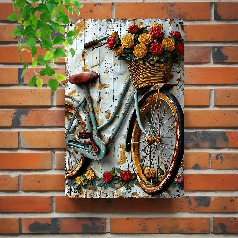 1pc Bicycle Retro Metal Tin Sign 20cmx30cm Interesting Decorative Hanging Sign Suitable for Room Wal
