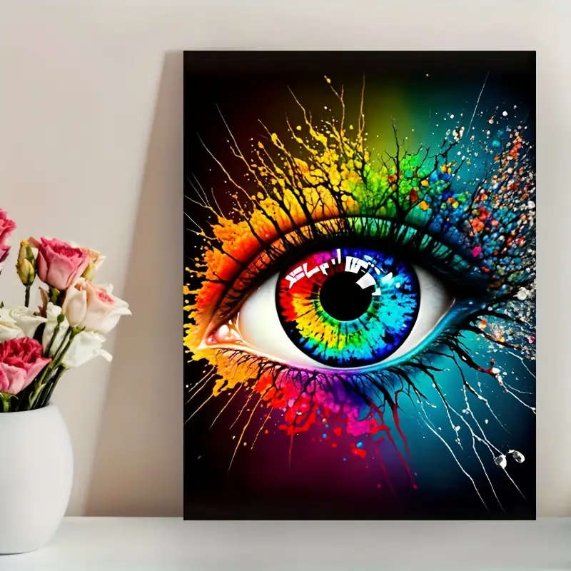 1pc Colorful Eye Abstract Canvas Art 30.48x40.64cm Frameless Modern Wall Decor for Living Room Bedro