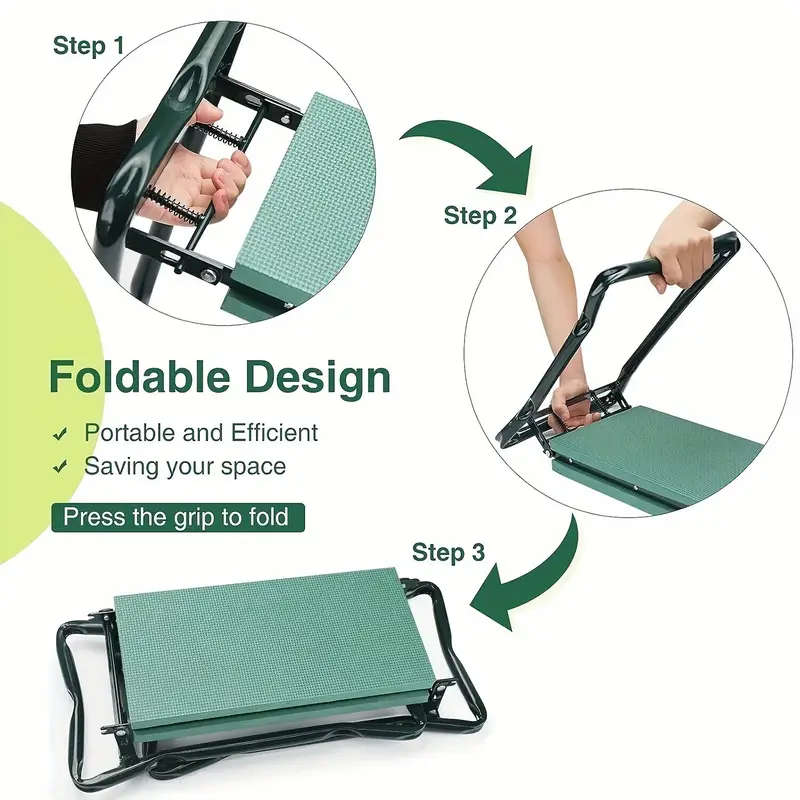 3 Piece Foldable Garden Kneeler Stool and Tool Bag