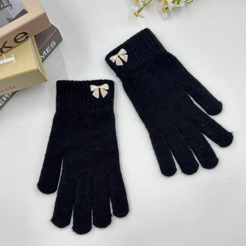 1 Pair Red Gray Warm Gloves