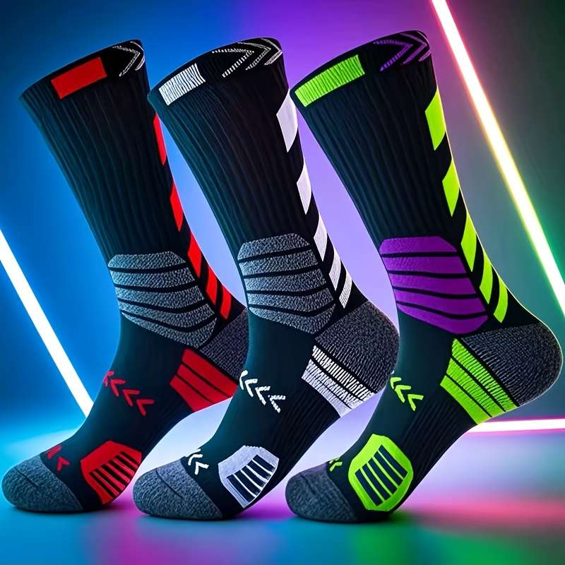 3 Pairs White High Elastic Socks