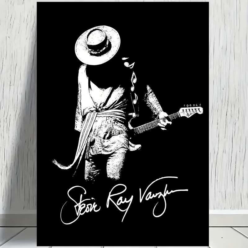 1pc Stevie Ray Vaughan Canvas Poster 30.48x45.72 cm Frameless Guitarist Art Print Black White