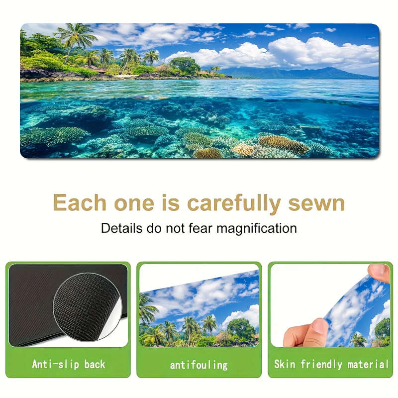 1pc 30x80cm Rainforest Coral Reef Scenery Mouse Pad Fresh Colors Stylish Durable Desk Accessory