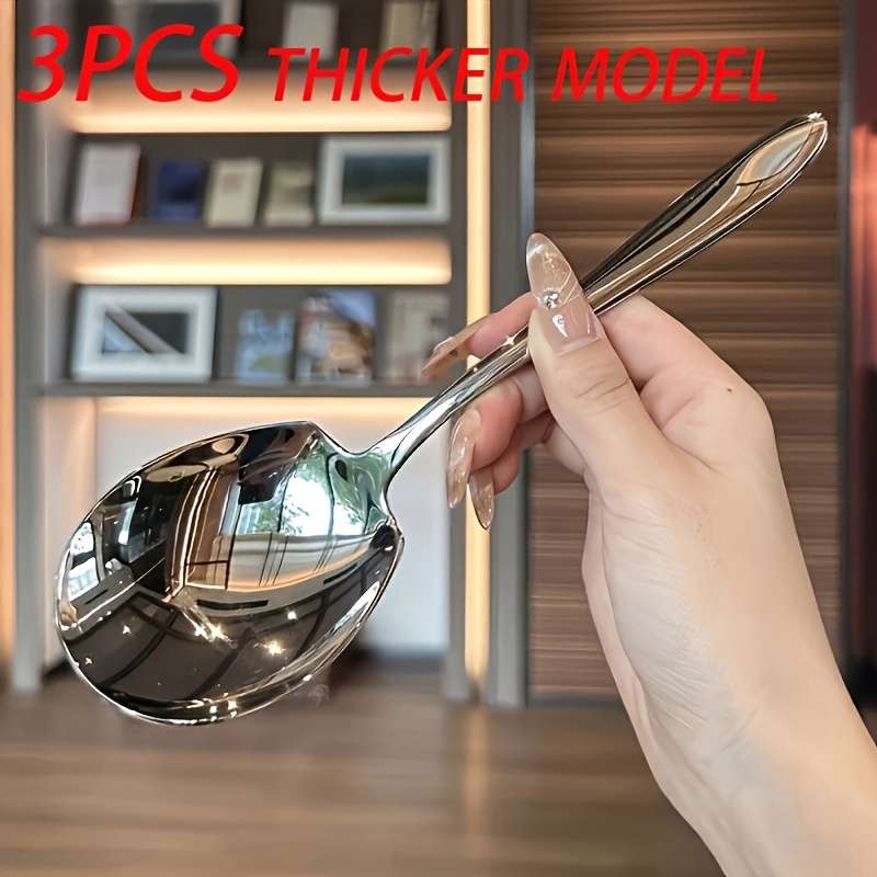 3pcs Large Stainless Steel Serving Spoons Durable Thick Ideal for Home Hotel Buffet and