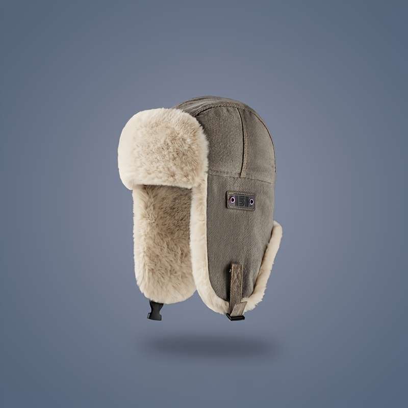 1pc Unisex Bomber Hat with Earflaps 100% Polyester Winter Pilot Cap Lightweight Knit Non-Stretc
