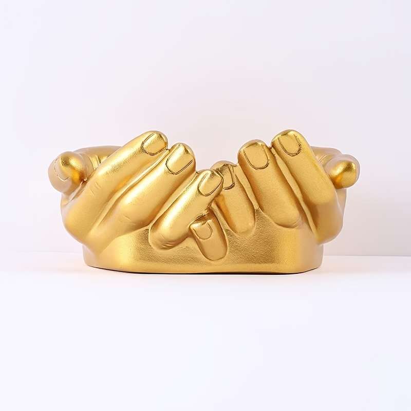 1pc Elegant Golden Hand-Shaped Resin Ashtray with Colorful Macaron Display Abstract Wall-Mounted