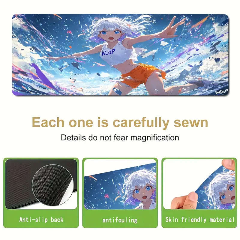 1pc 30x80cm 2D Girl Rubber Non-Slip Mouse Pad Office Desk Accessory