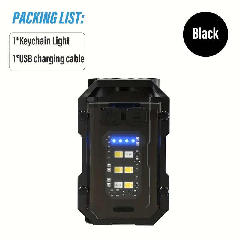1pc Rechargeable Mini Keychain Light Super Bright LED Clip-on Hat Light Multifunctional High-Power F