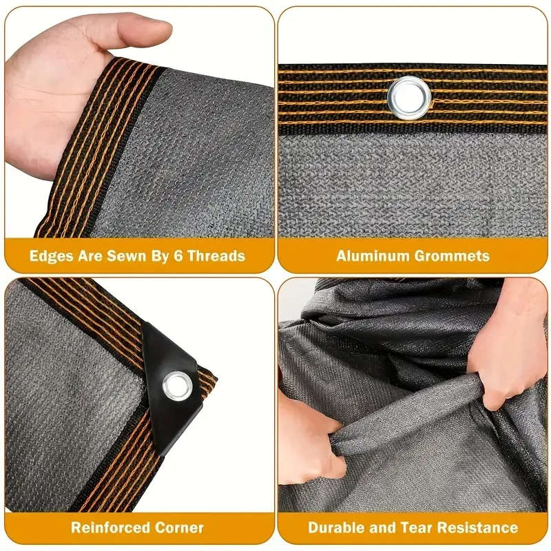 1pc 2x3m UV-Resistant Garden Shade Cloth with Reinforced Grommets Sunshade Net
