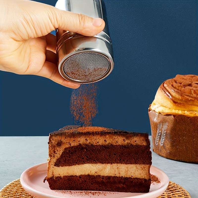 1pc Stainless Steel Powder Sugar Shaker Duster Fine Mesh for Precise Cocoa Cinnamon Coffee