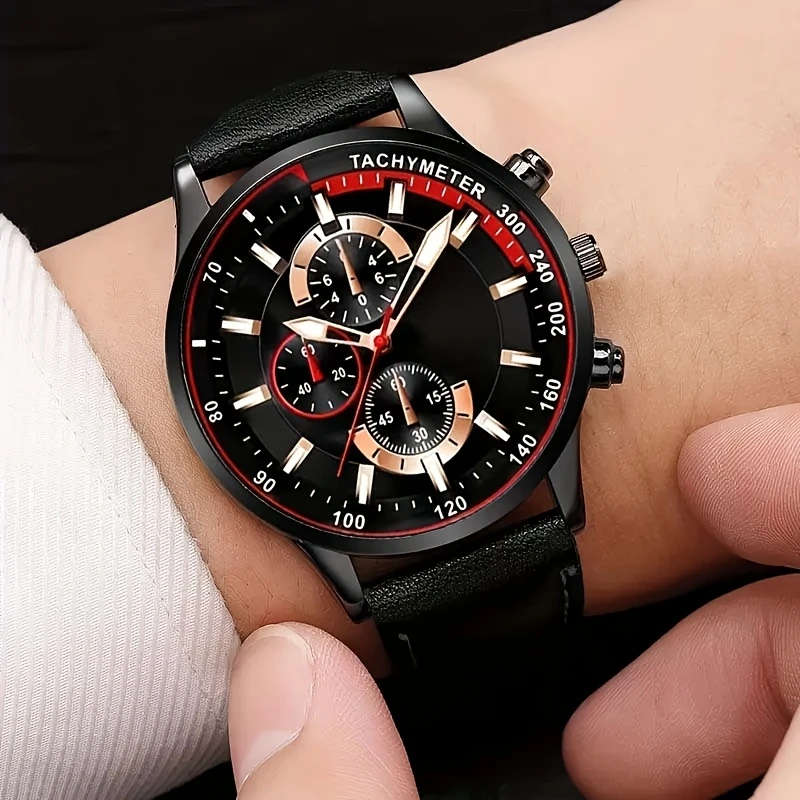 5pcs Exquisite Men's Quartz Watch and Accessories Color sent randomly