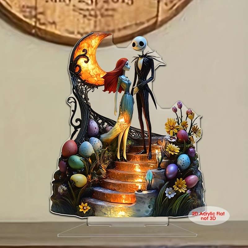 1pc 2D Flat  Classic  Plane Detachable Acrylic Tabletop Ornament Disney Jack and Sally Romance