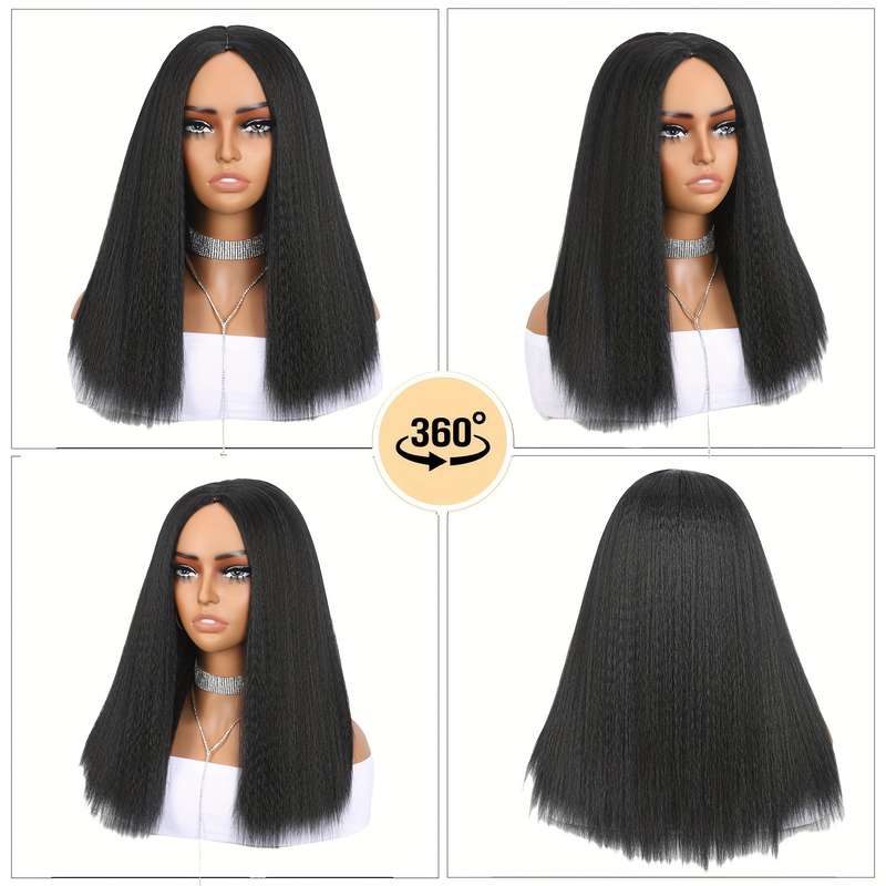 1Pc Black 45.72cm Fashion Design Wig