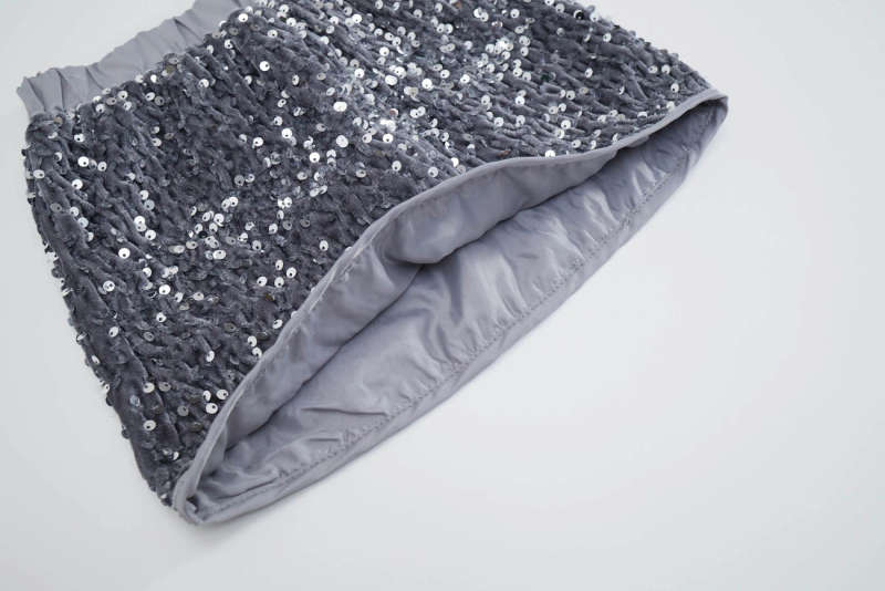 Girls Summer Sequined A-Line Skirt Suitable For Heights Around 98-104 Waist Circumference: About 42