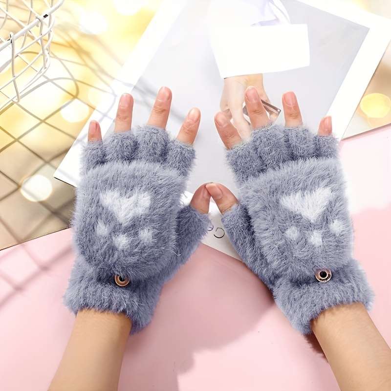 1 Pair Khaki Warm Gloves
