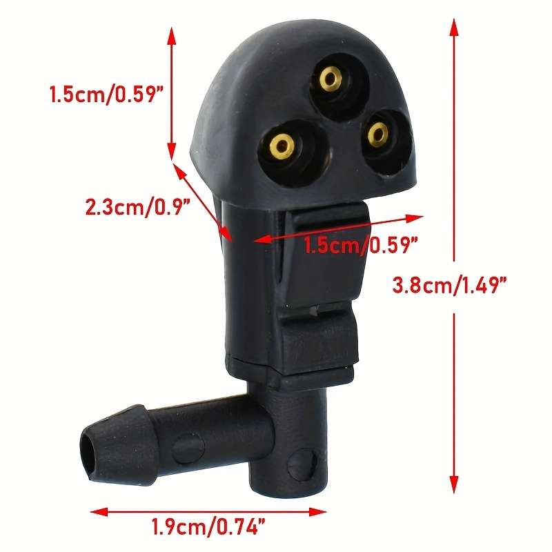 2Pcs Black Wiper Nozzle Three Hole Car Windshield Nozzle
