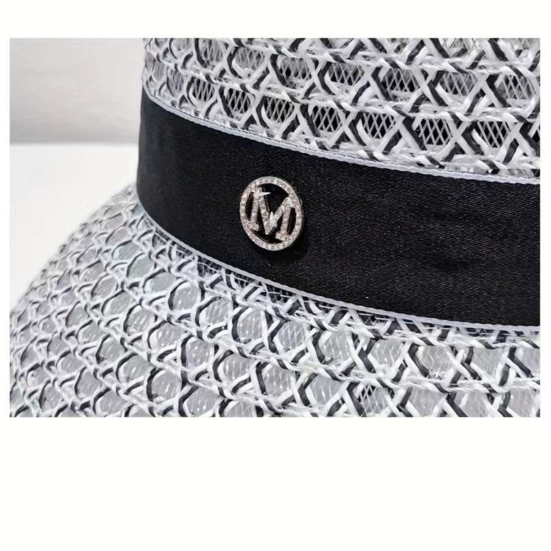 1pc Summer Breathable Weave Bucket Hat 100% Polyester with Elastic Band Sun Protection Lightweigh
