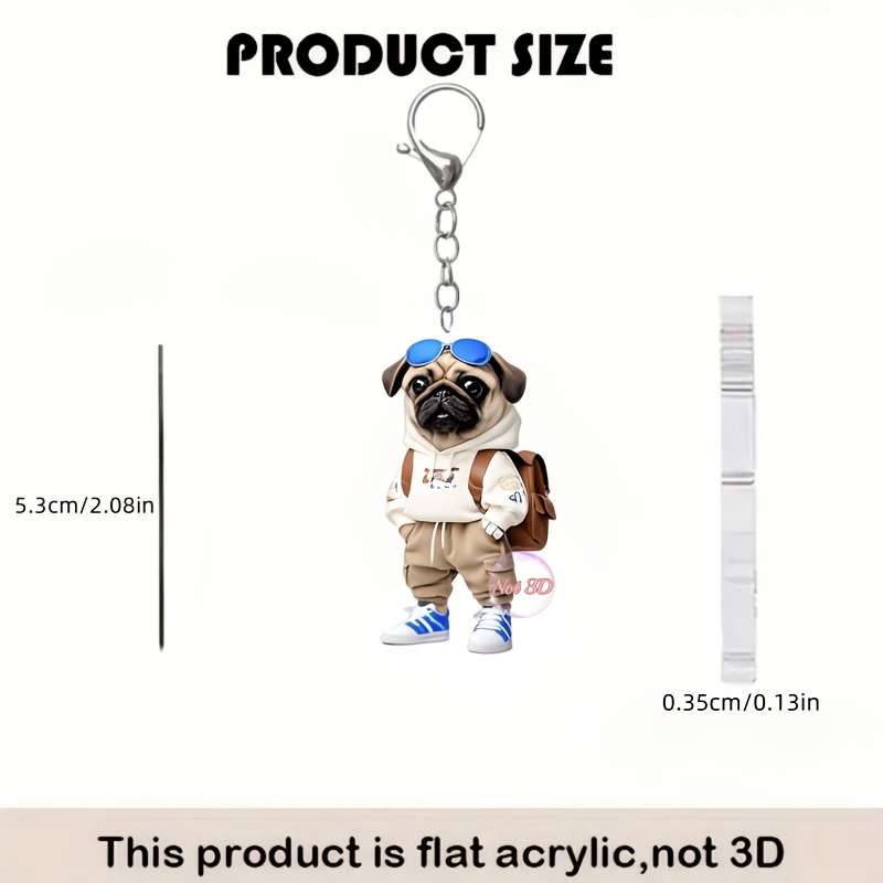 1pc 2D Flat   cute backpack Habadog acrylic keychain suitable for decorating bags and car keys