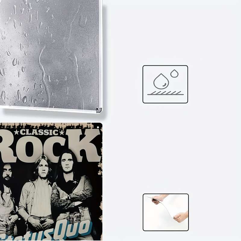 1pc 2D  Metal Iron Signboard Status Quo Classic Rock Band Poster Nostalgic British Rock Style Pe