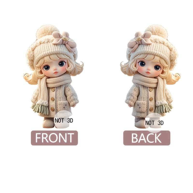 1pc 2D Flat   Cartoon Girl Pendant Modern Acrylic Family Theme Perfect Holiday Gift Car Hanging Dec