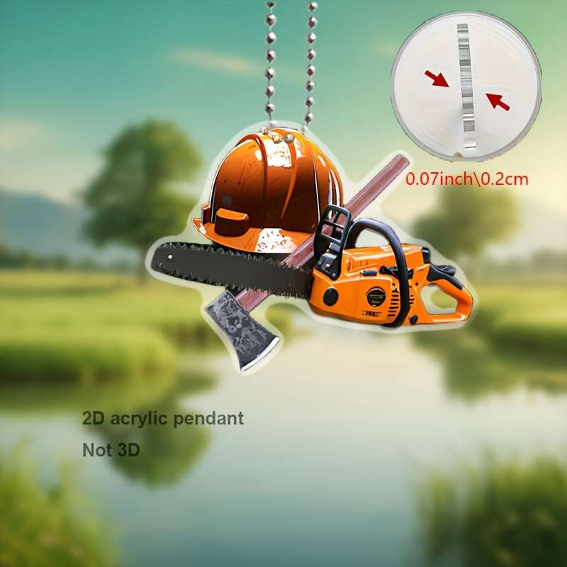 1pc 2D Flat   Acrylic Record Tool Pendant Chainsaw Axe Helmet Hanging Decoration for Car Re
