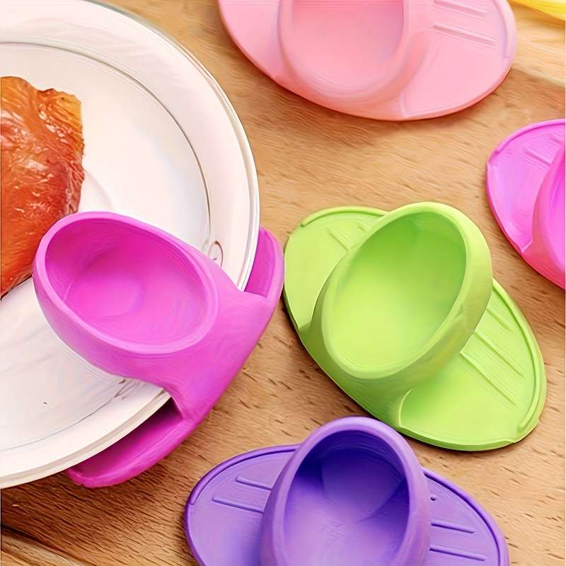 2pcs Silicone Heat-Resistant Finger Grips Anti-Burn Pot Holders for Microwave Oven Non-Elec
