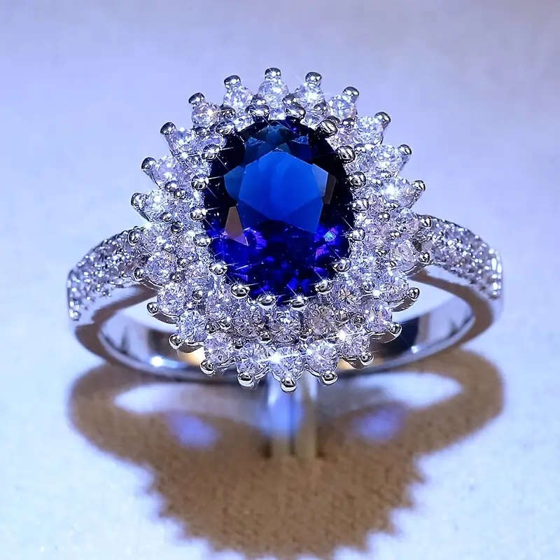 Plated White Gold Ring with Synthetic Faux Gemstones