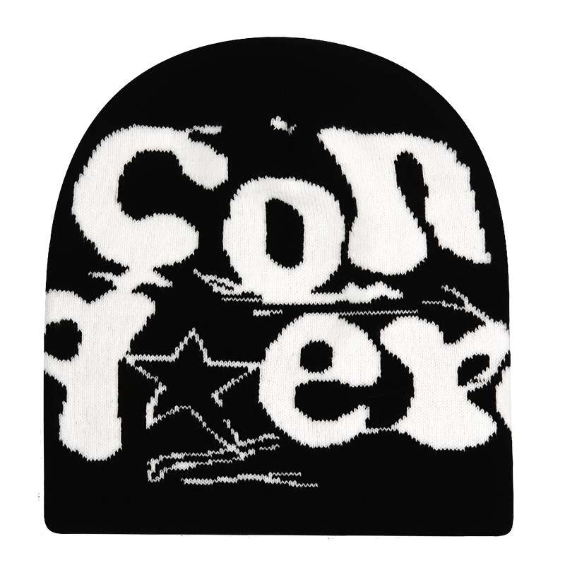 1pc Unisex Acrylic Knit Beanie Hat Stretch Fit Jacquard Letter Embroidery Warm Winter Headw