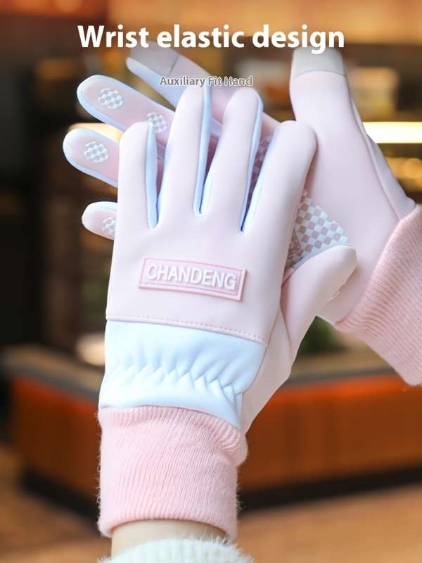 1 Pair Pink One Size Warm Gloves
