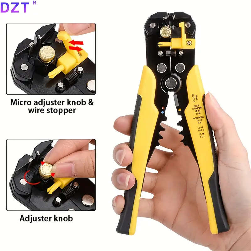 1pc Multi-Functional Automatic Wire Stripper Self-Adjusting Cable Cutter with Comfort Grip Handles