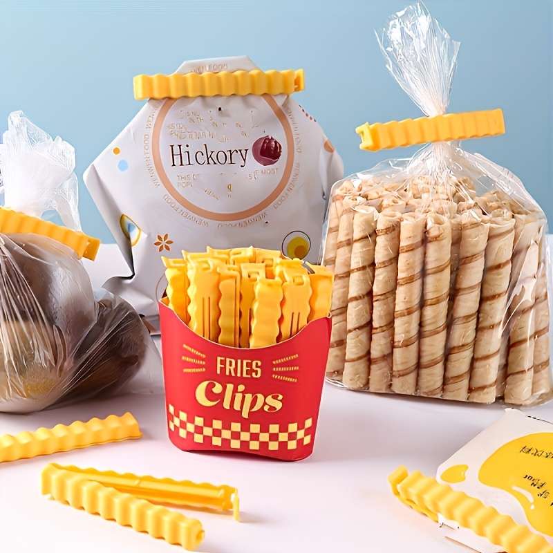 12-Pack Acrylic French Fry Shaped Bag Clips Magnetic Food Bag Sealers for Freshness Kitchen A