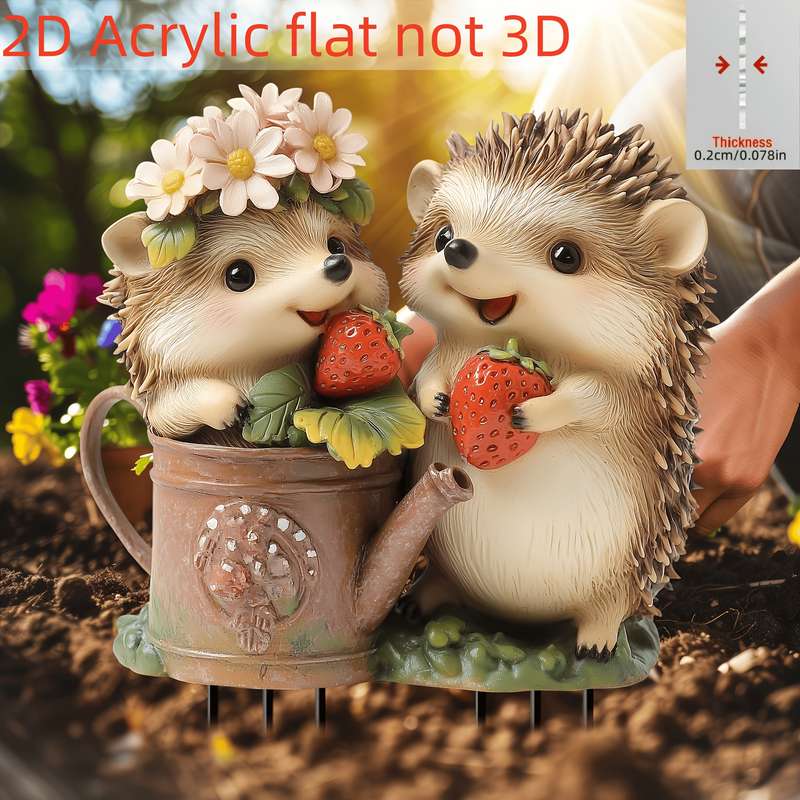 1pc 2D Flat  1 One  Plane Hedgehog Garden Sign Sunshine Catcher Gift Birthday Acrylic Animal Sta