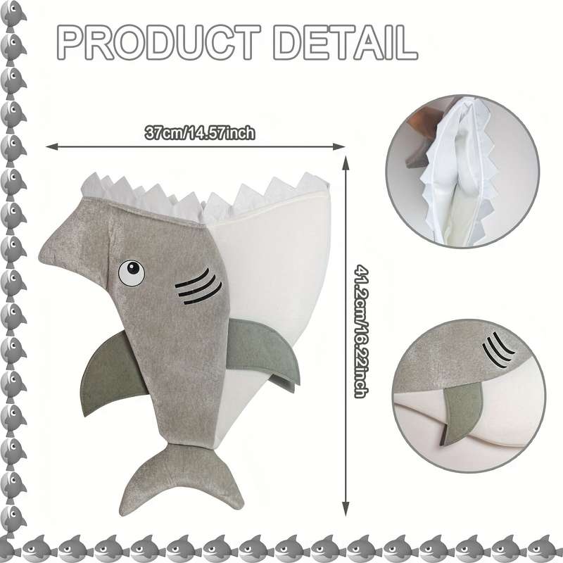 1pc Cozy Vibrant Plush Gray Shark Hat Cute Shark Hat Funny Party Animal Hat Fish Hat Nove
