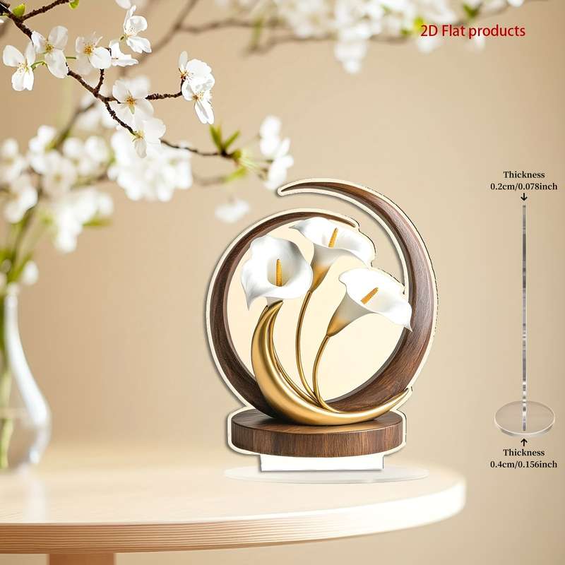 1pc 2D Flat   White for Lotus Themed  Acrylic Decoration Suitable for Living Room K