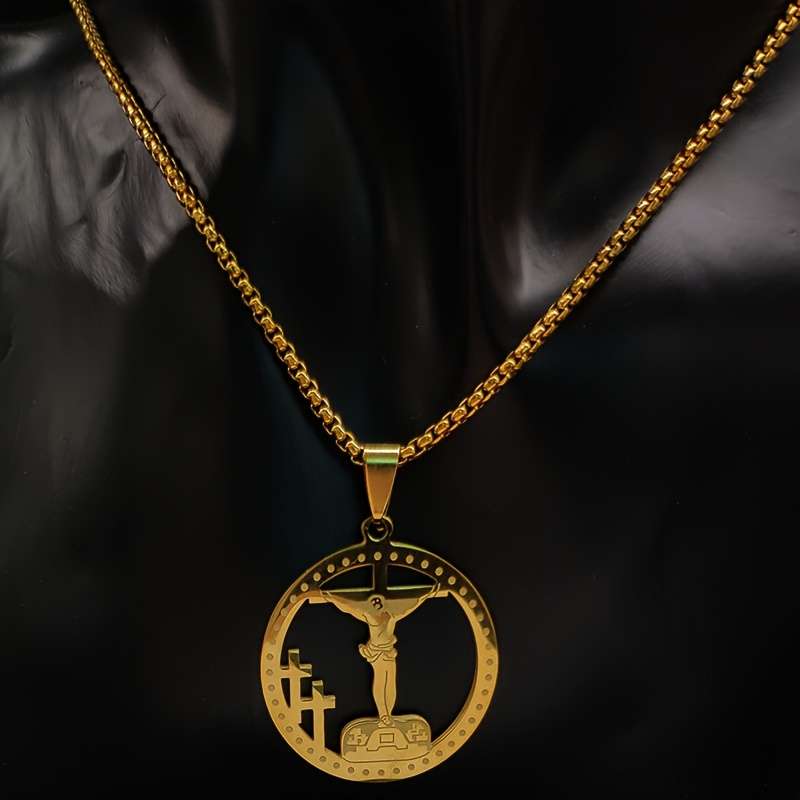 1 Piece Golden Jesus Theme Pendant