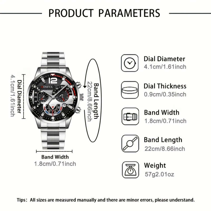 2pcs set Men'S Casual Quartz Watch Alloy Round Dial Battery Powered Electronic Movement Pointer Disp