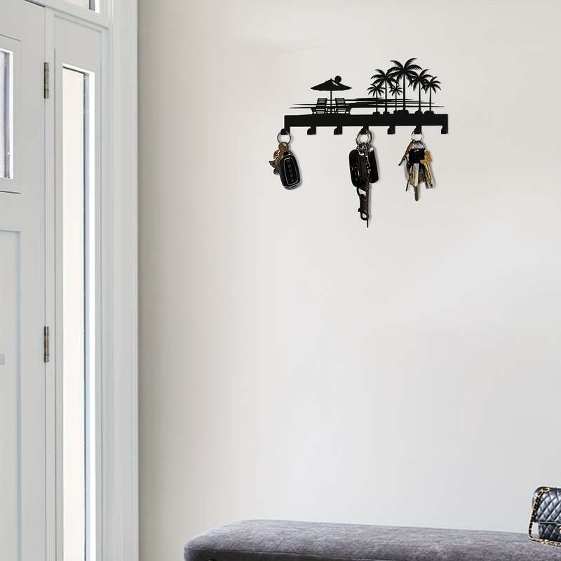 Key Hook Wall-Mounted Key Rack Metal Key Holder Wall-Mounted Key Storage Rack Vacation-Themed Ke