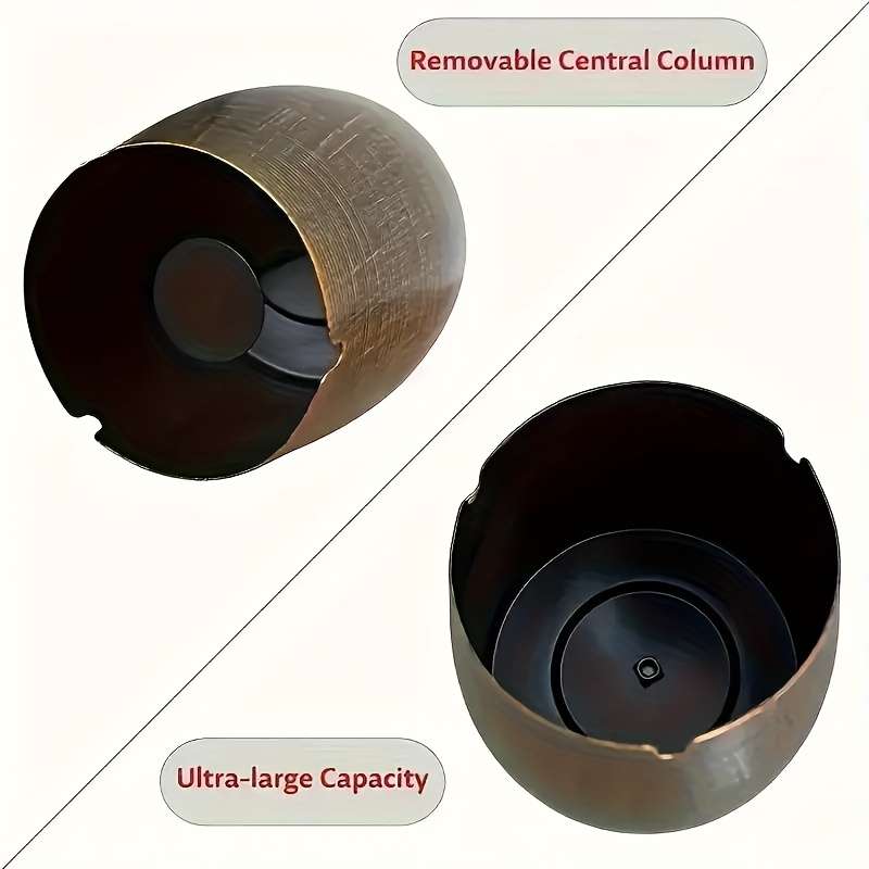 1pc Large Outdoor Windproof Stainless Steel Cigar Ashtray with Lid Dual Compartment Design fo