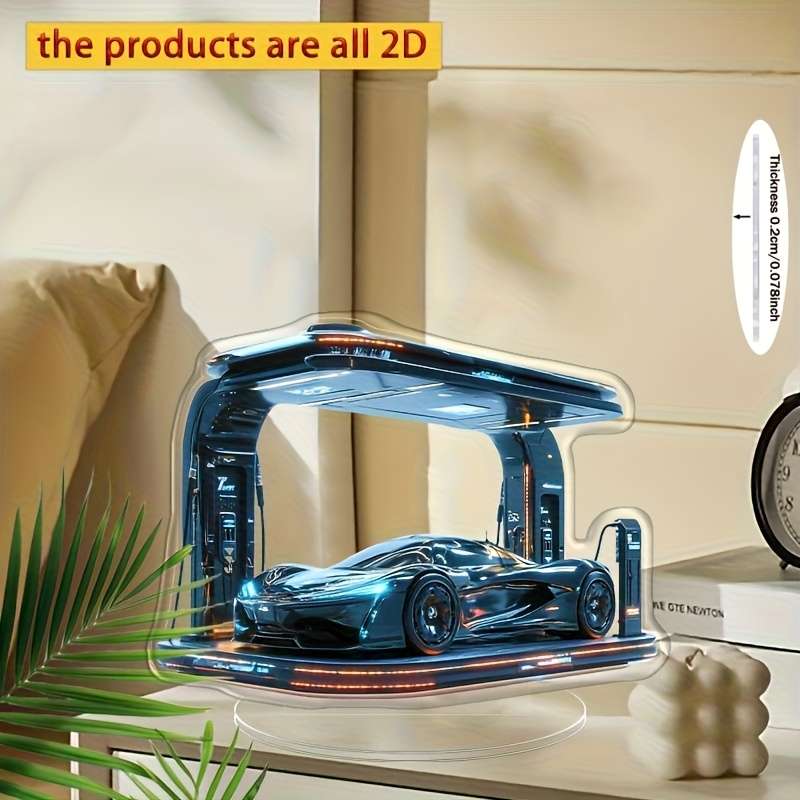 1pc 2D Flat   Futuristic Cyberpunk Style  Acrylic Ornament with LED Base Fashionable Sports