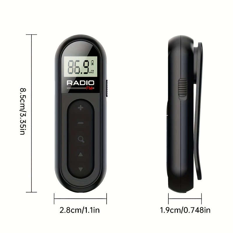 1Pc Portable Fm Radio With Clip Rechargeable Mini Size Suitable For Meetings Tours Horse Racing And