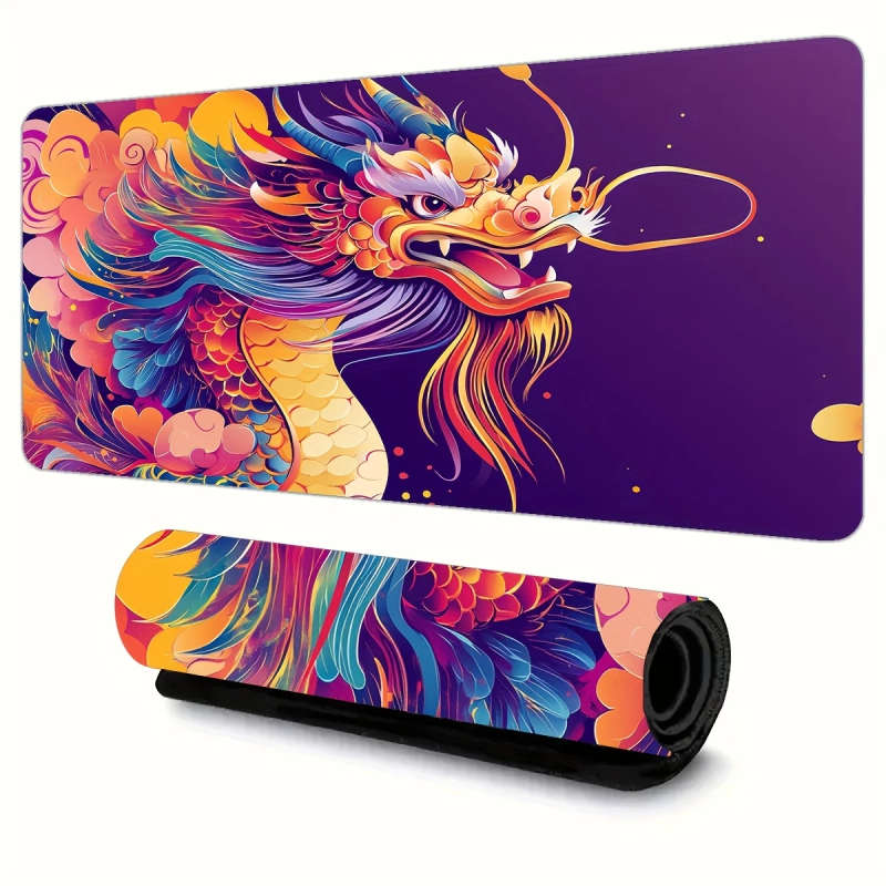 1pc 30x80cm Vibrant Dragon Design Gaming Mouse Pad Waterproof Non-Slip Rubber Base