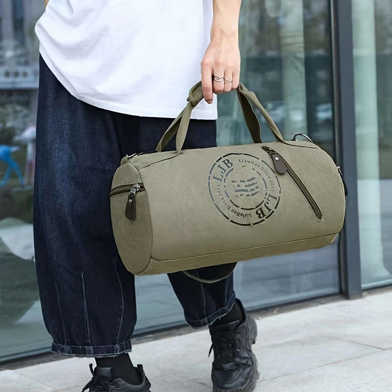 1pc Canvas Messenger Bag For Men Wear-resistant And Scratch-resistant Canvas Bucket Bag Travel Shoul