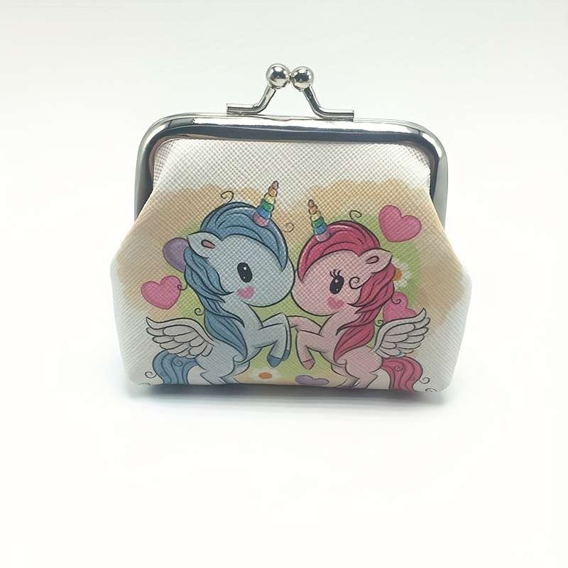 1pc New Cartoon Unicorns Mini Coin Purse Positioning Printing Casual Style