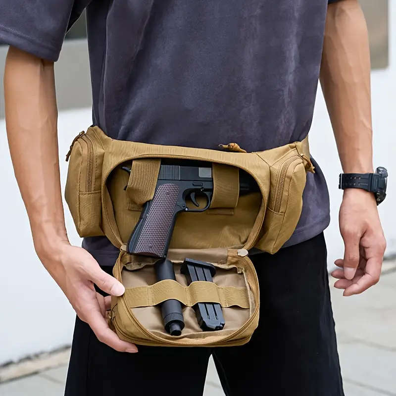 1pc Tactical Pistol Fanny Pack Multi-Functional Oxford Cloth Waist Bag Large Capacity Travel Gear Po
