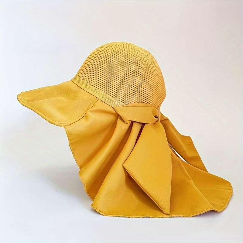 1pc Women's Breathable Polyester Sun Hat with Drawstring 100% Woven Bucket Hat with Detachable Pro