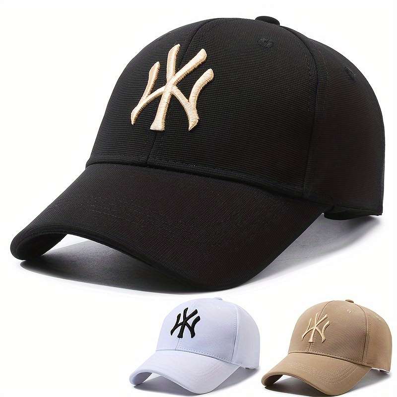 1pc Cotton Baseball Cap with Embroidered Logo Adjustable Sun Protection Hat for All Seasons H