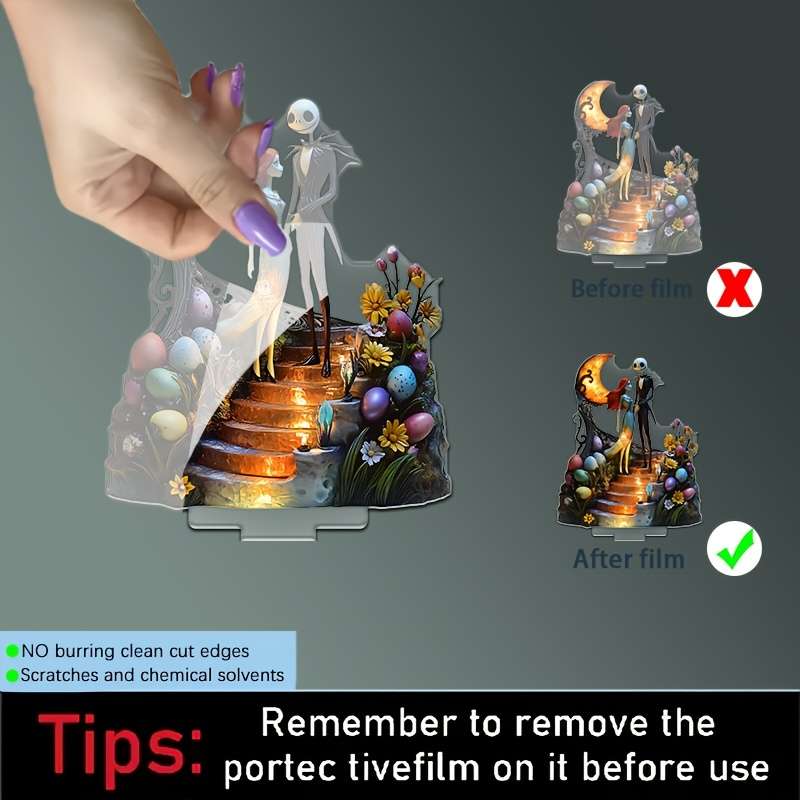 1pc 2D Flat  Classic  Plane Detachable Acrylic Tabletop Ornament Disney Jack and Sally Romance