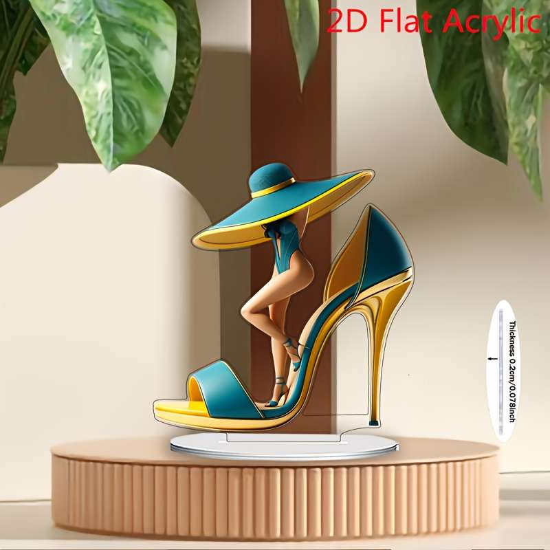 1pc 2D Flat    Elegant High Heel Acrylic Sign  Graphic Design Home Decoration Modern