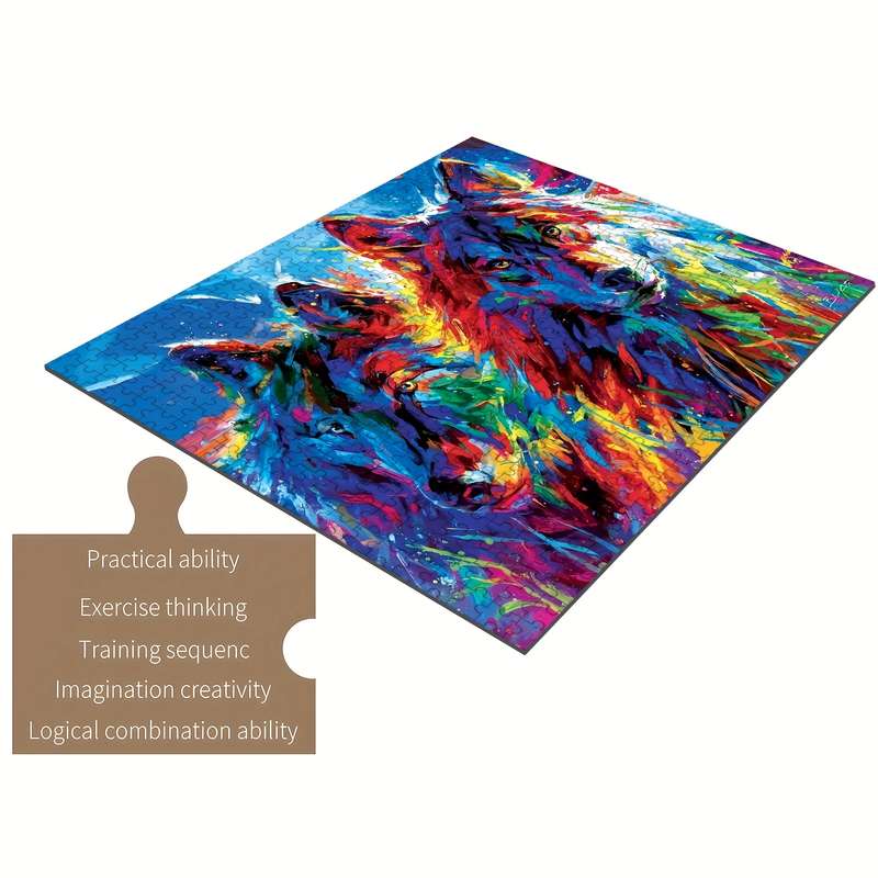 1000pcs Jigsaw Puzzle Vibrant Painted Wolves 48.9 x 67.95cm Intermediate Skill L